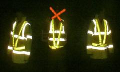 traffic safetry light in operation at a football carpark, traffic marshalls use the red and green LED's to direct vehicles safetly onto a main road avoidind potential RTC