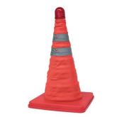 fold flat collapsible road traffic cone with optional blue police beacon and option to mouynt the Knight Pod LED road flare